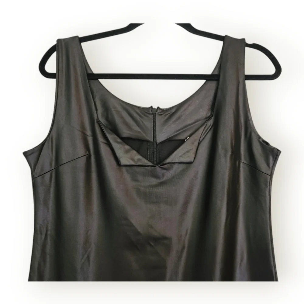 Plus Size Wet-Look Little Black Dress